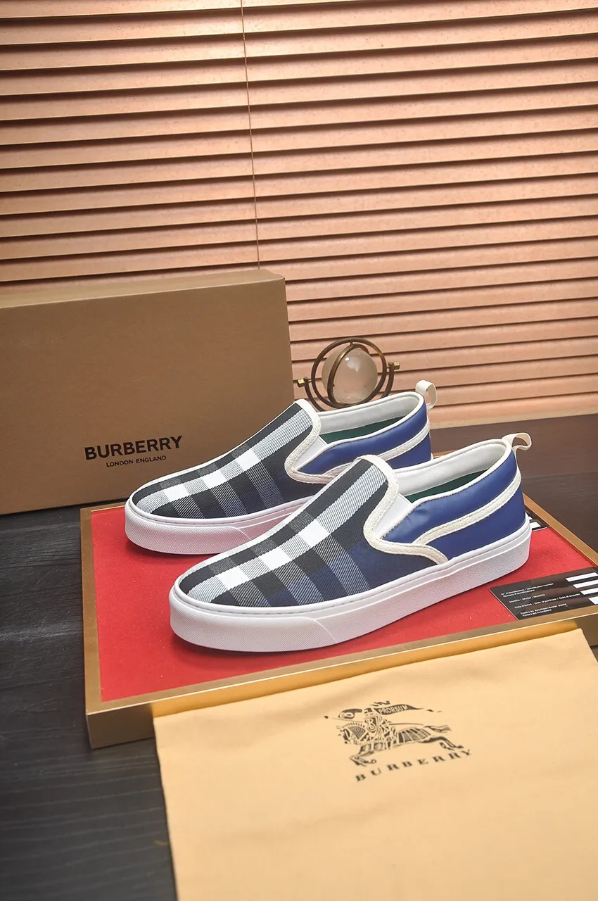 Men's shoes 💰400💶【Burberry】Classic low-top sneakers｜Imported cowhide with classic plaid fabric｜Sheepskin lining｜Original outsole｜Fine workmanship and comfortable to wear Size: 38-44 (customized at 45)
